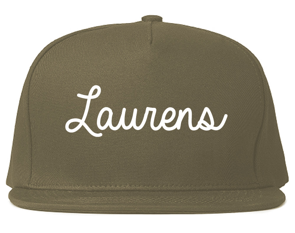 Laurens South Carolina SC Script Mens Snapback Hat Grey