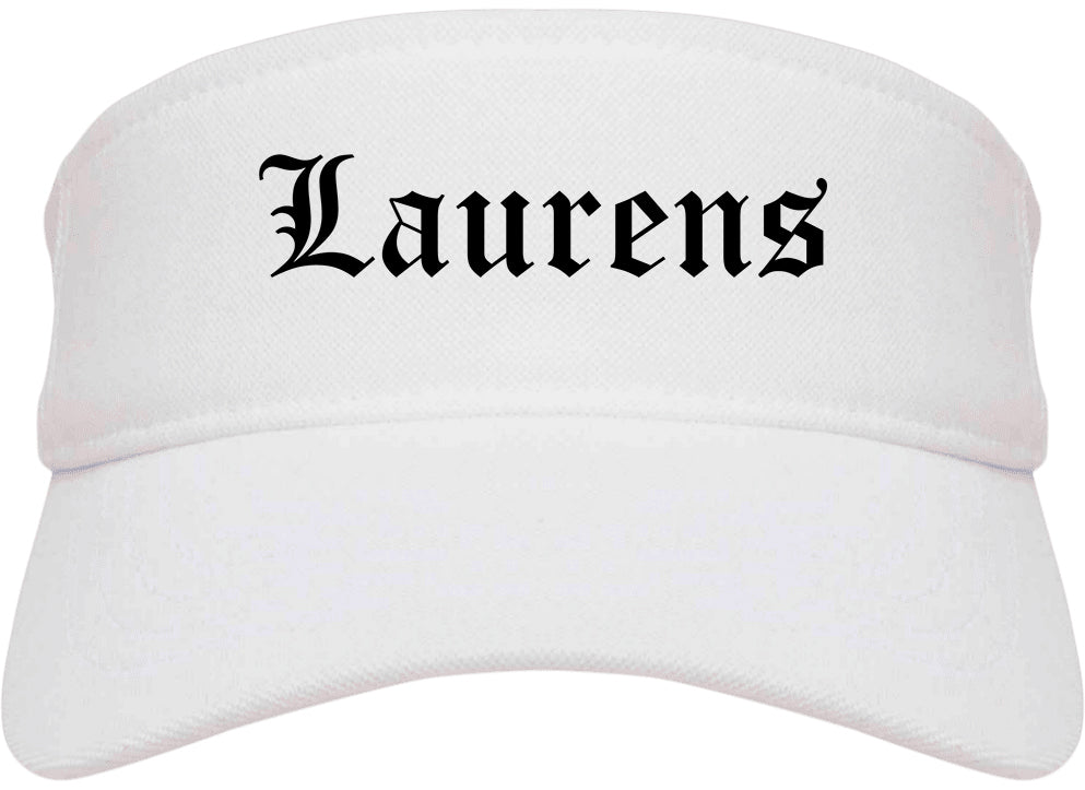 Laurens South Carolina SC Old English Mens Visor Cap Hat White