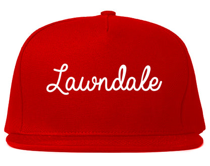 Lawndale California CA Script Mens Snapback Hat Red