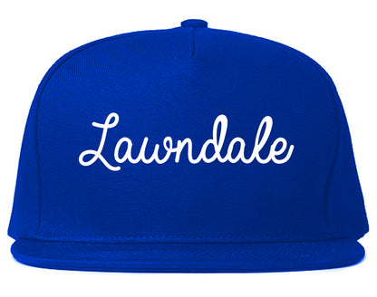 Lawndale California CA Script Mens Snapback Hat Royal Blue