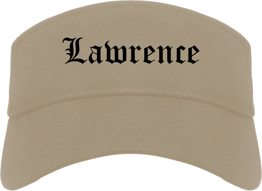 Lawrence Indiana IN Old English Mens Visor Cap Hat Khaki