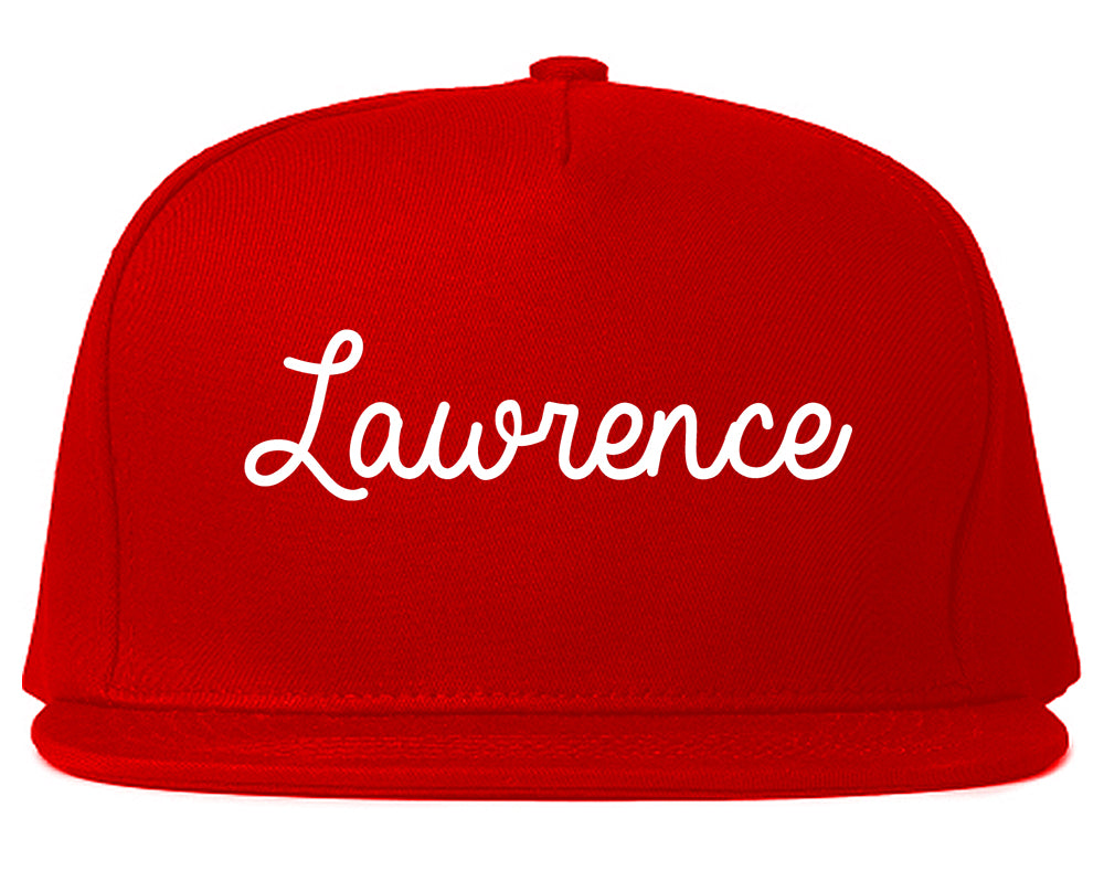 Lawrence Kansas KS Script Mens Snapback Hat Red