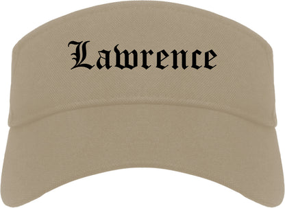 Lawrence Kansas KS Old English Mens Visor Cap Hat Khaki
