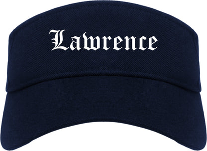 Lawrence Kansas KS Old English Mens Visor Cap Hat Navy Blue