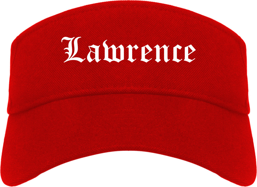 Lawrence Kansas KS Old English Mens Visor Cap Hat Red