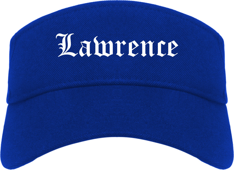 Lawrence Kansas KS Old English Mens Visor Cap Hat Royal Blue