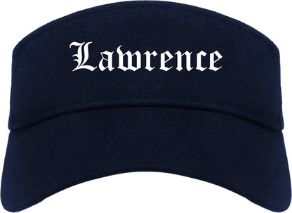 Lawrence Massachusetts MA Old English Mens Visor Cap Hat Navy Blue