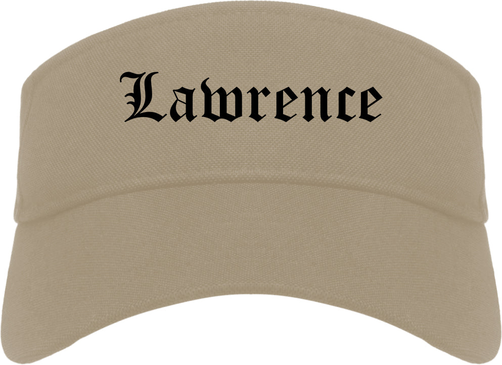 Lawrence New York NY Old English Mens Visor Cap Hat Khaki