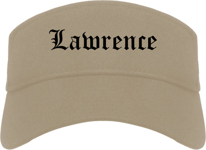 Lawrence New York NY Old English Mens Visor Cap Hat Khaki