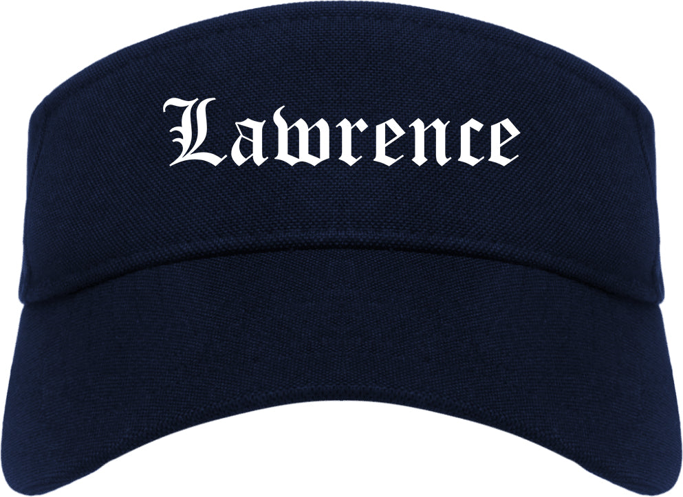 Lawrence New York NY Old English Mens Visor Cap Hat Navy Blue