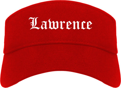 Lawrence New York NY Old English Mens Visor Cap Hat Red
