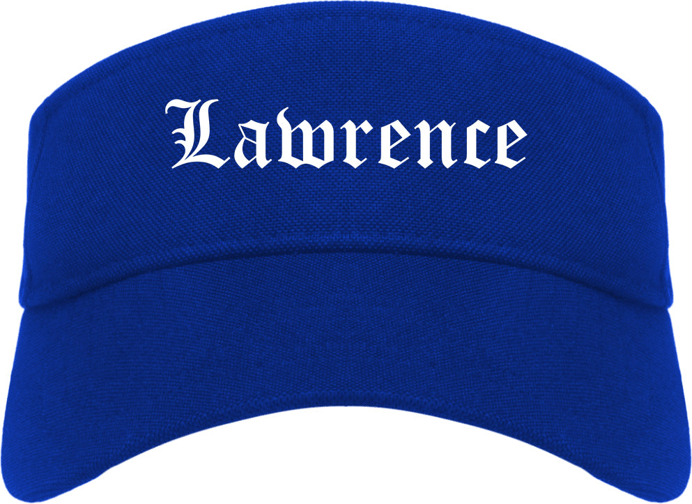 Lawrence New York NY Old English Mens Visor Cap Hat Royal Blue