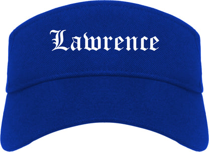Lawrence New York NY Old English Mens Visor Cap Hat Royal Blue