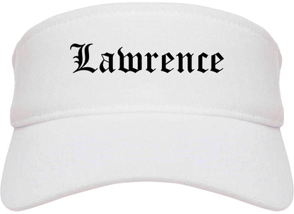 Lawrence New York NY Old English Mens Visor Cap Hat White