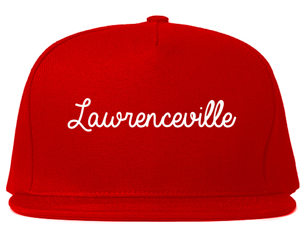 Lawrenceville Illinois IL Script Mens Snapback Hat Red