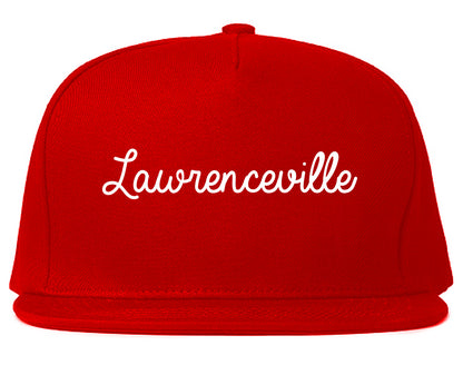 Lawrenceville Illinois IL Script Mens Snapback Hat Red