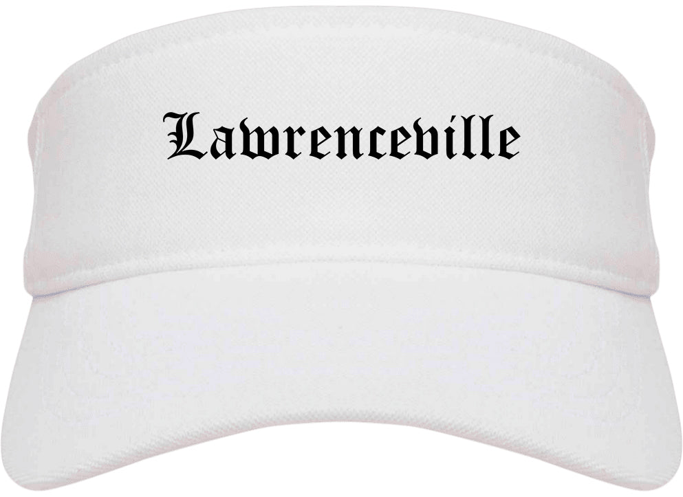 Lawrenceville Illinois IL Old English Mens Visor Cap Hat White