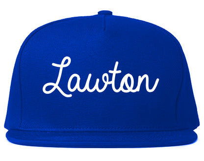 Lawton Oklahoma OK Script Mens Snapback Hat Royal Blue
