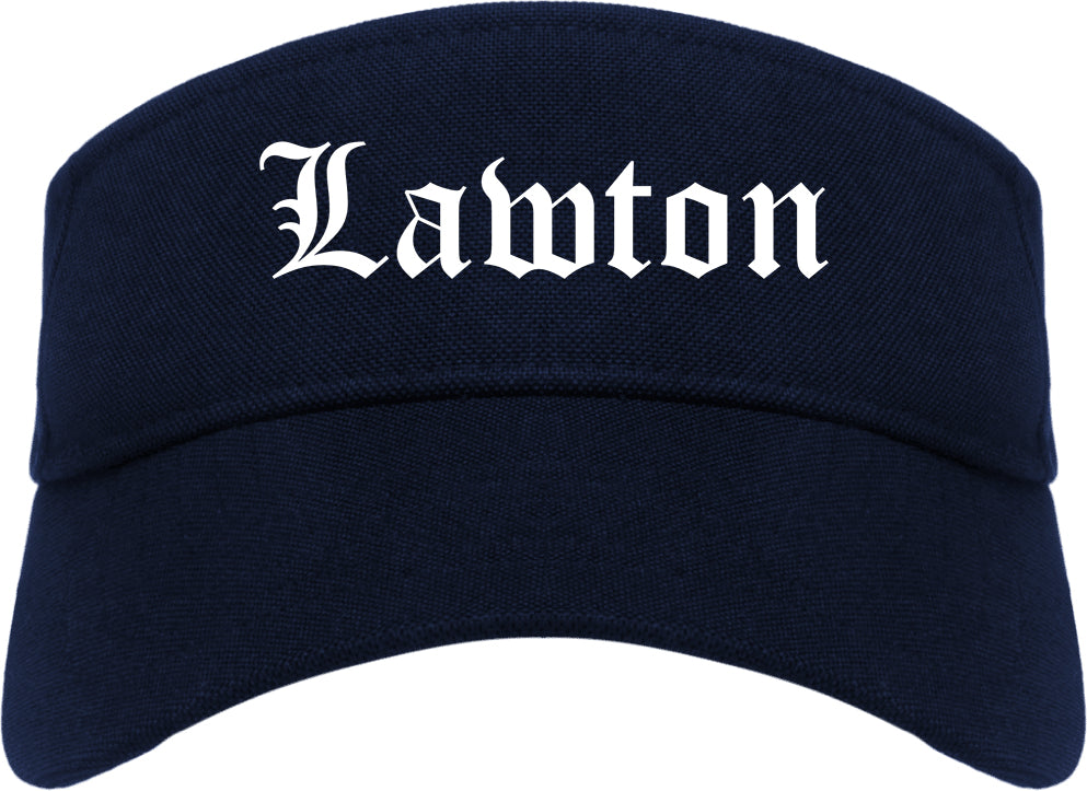 Lawton Oklahoma OK Old English Mens Visor Cap Hat Navy Blue