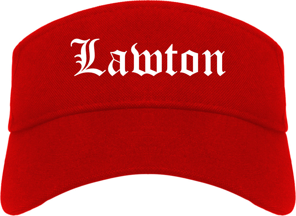 Lawton Oklahoma OK Old English Mens Visor Cap Hat Red