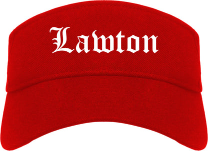 Lawton Oklahoma OK Old English Mens Visor Cap Hat Red
