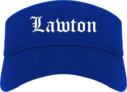 Lawton Oklahoma OK Old English Mens Visor Cap Hat Royal Blue