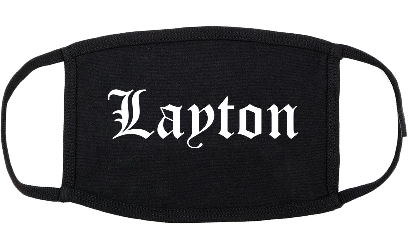 Layton Utah UT Old English Cotton Face Mask Black