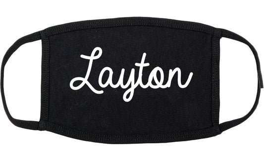 Layton Utah UT Script Cotton Face Mask Black