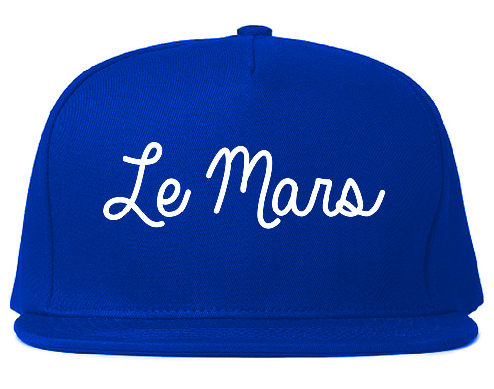 Le Mars Iowa IA Script Mens Snapback Hat Royal Blue
