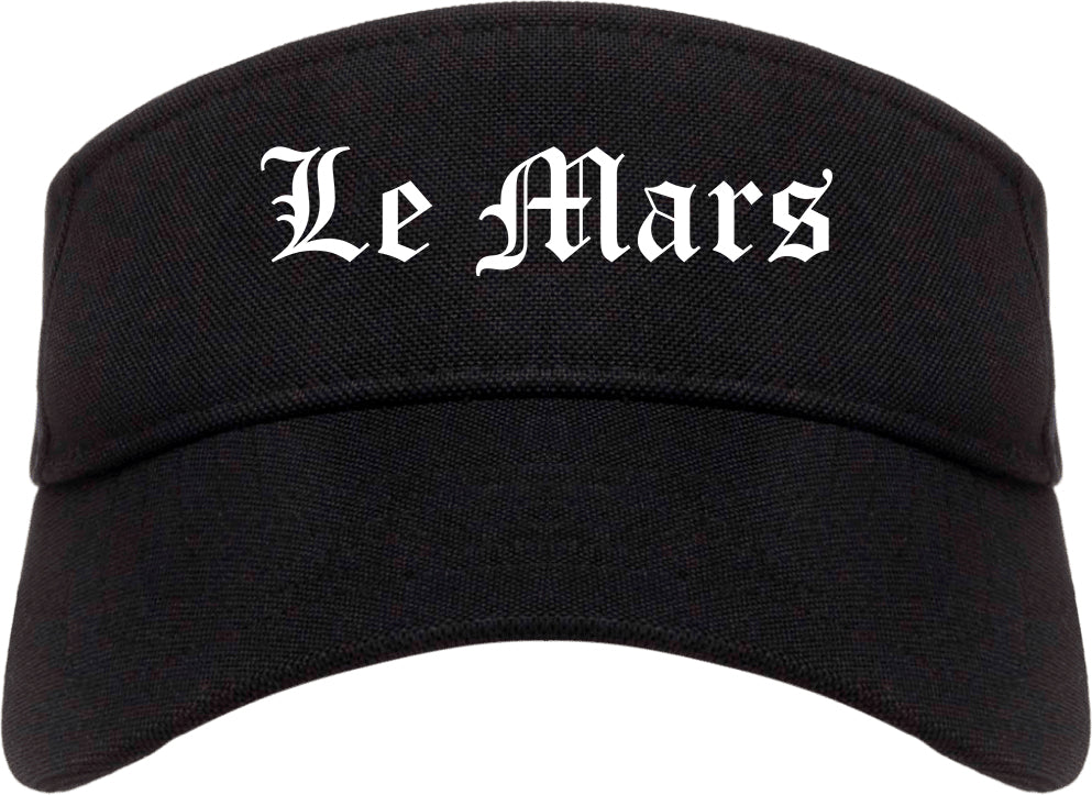 Le Mars Iowa IA Old English Mens Visor Cap Hat Black