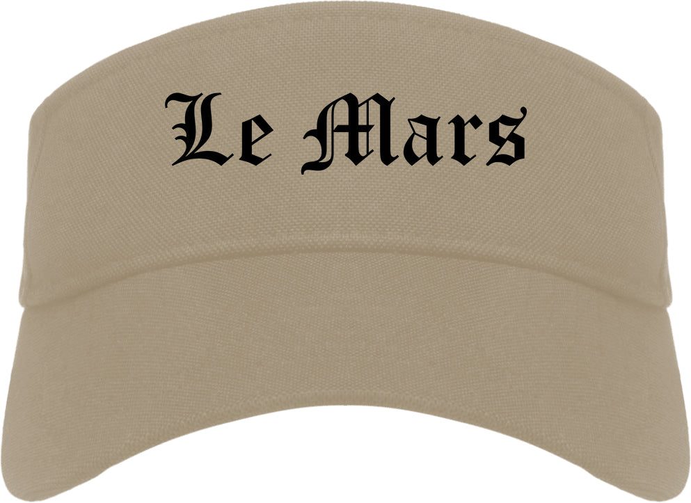 Le Mars Iowa IA Old English Mens Visor Cap Hat Khaki