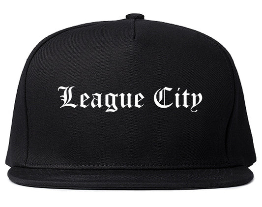 League City Texas TX Old English Mens Snapback Hat Black