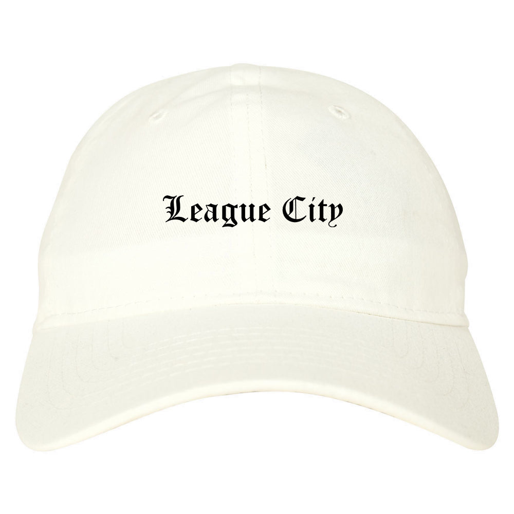 League City Texas TX Old English Mens Dad Hat Baseball Cap White