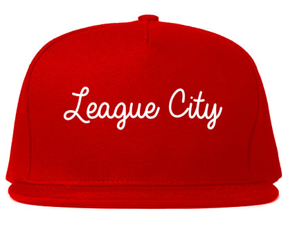 League City Texas TX Script Mens Snapback Hat Red