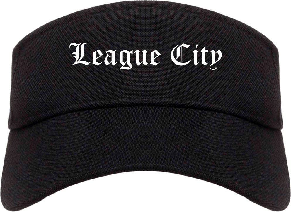 League City Texas TX Old English Mens Visor Cap Hat Black