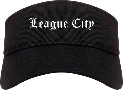 League City Texas TX Old English Mens Visor Cap Hat Black
