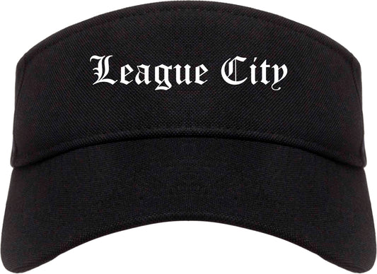 League City Texas TX Old English Mens Visor Cap Hat Black