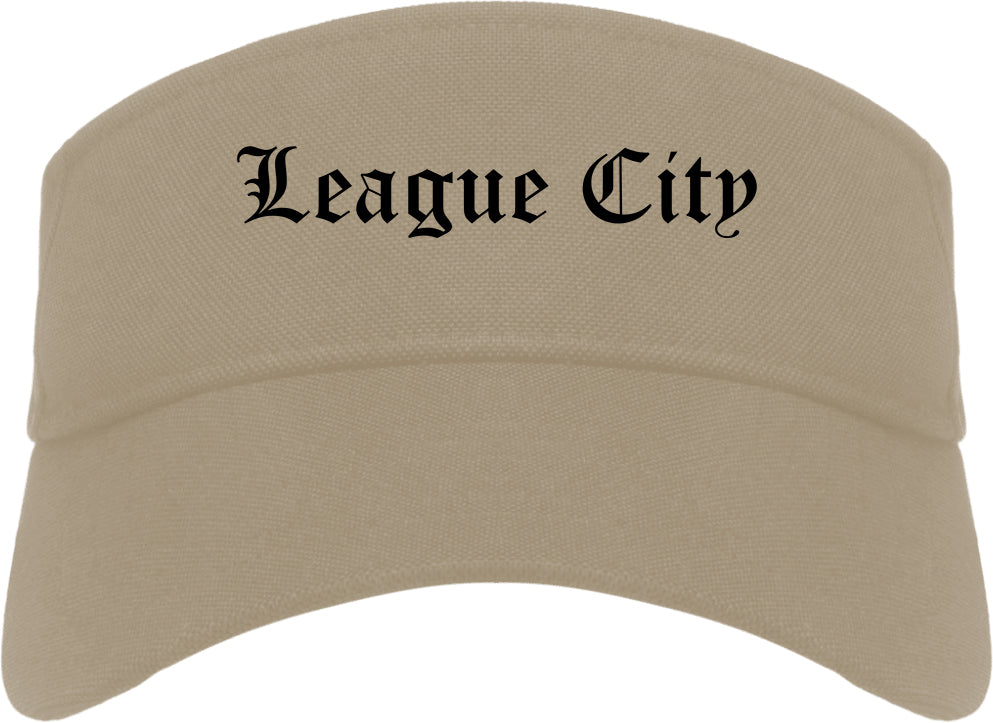 League City Texas TX Old English Mens Visor Cap Hat Khaki