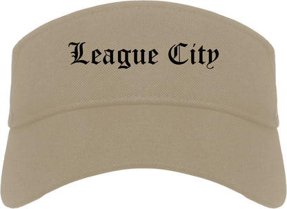 League City Texas TX Old English Mens Visor Cap Hat Khaki