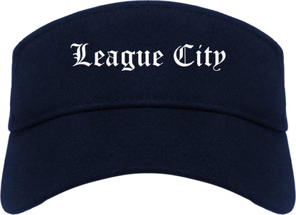 League City Texas TX Old English Mens Visor Cap Hat Navy Blue