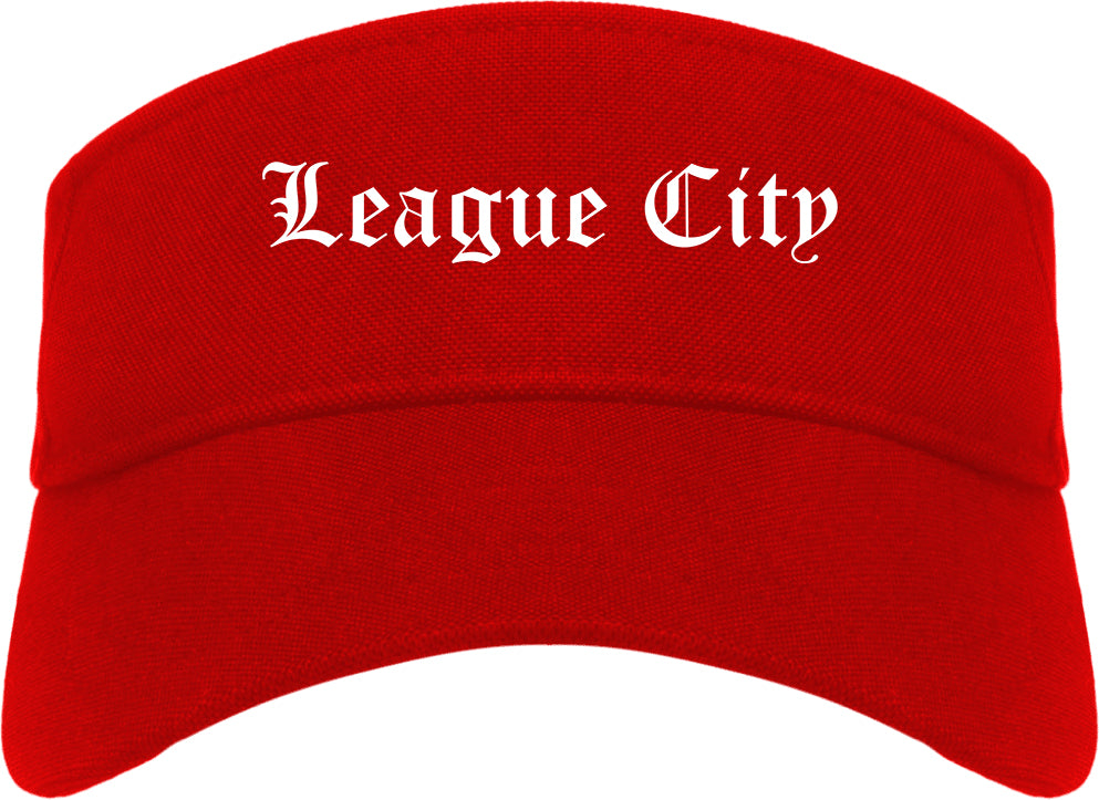 League City Texas TX Old English Mens Visor Cap Hat Red