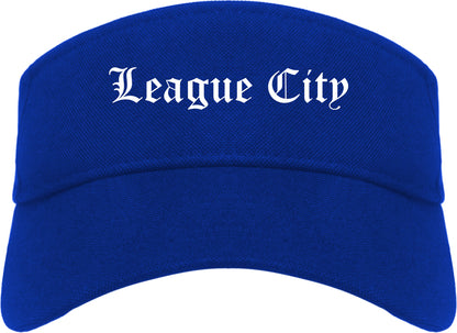 League City Texas TX Old English Mens Visor Cap Hat Royal Blue
