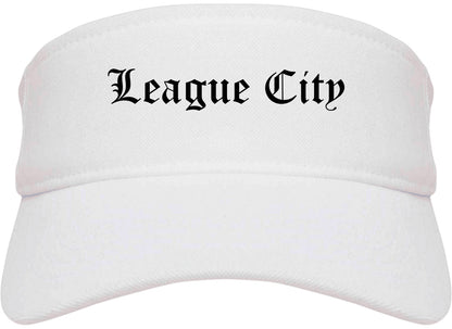 League City Texas TX Old English Mens Visor Cap Hat White