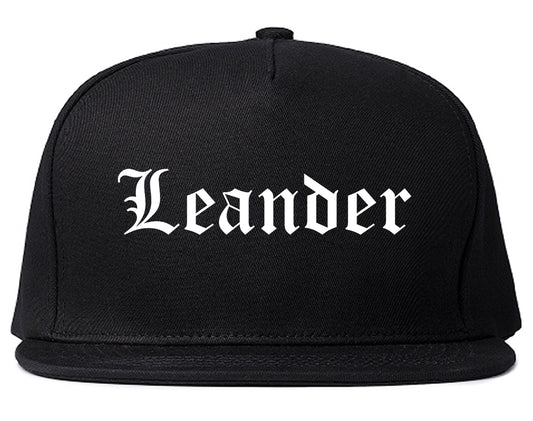 Leander Texas TX Old English Mens Snapback Hat Black
