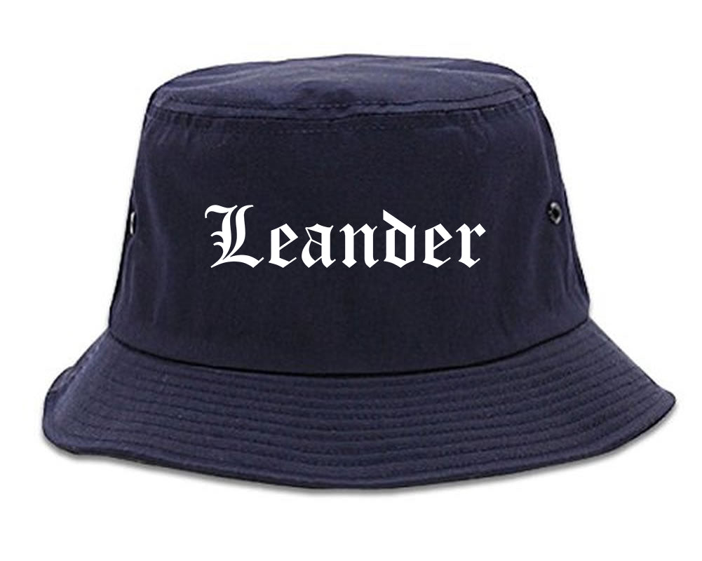 Leander Texas TX Old English Mens Bucket Hat Navy Blue