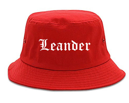 Leander Texas TX Old English Mens Bucket Hat Red