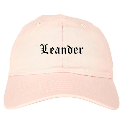 Leander Texas TX Old English Mens Dad Hat Baseball Cap Pink