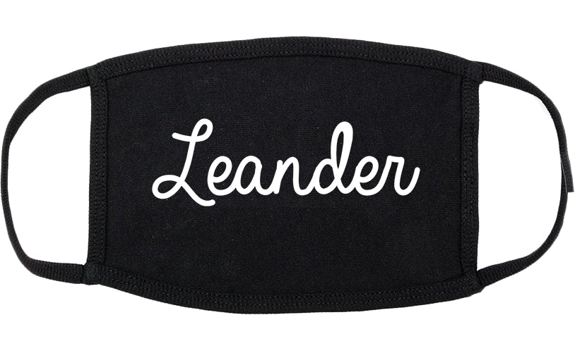 Leander Texas TX Script Cotton Face Mask Black
