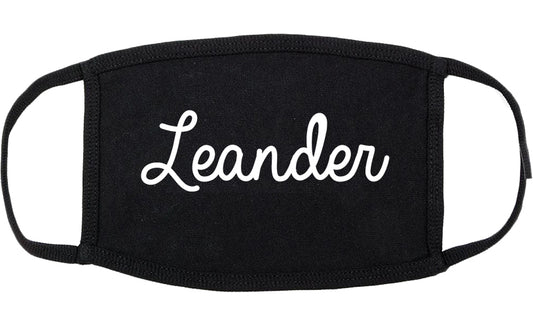 Leander Texas TX Script Cotton Face Mask Black