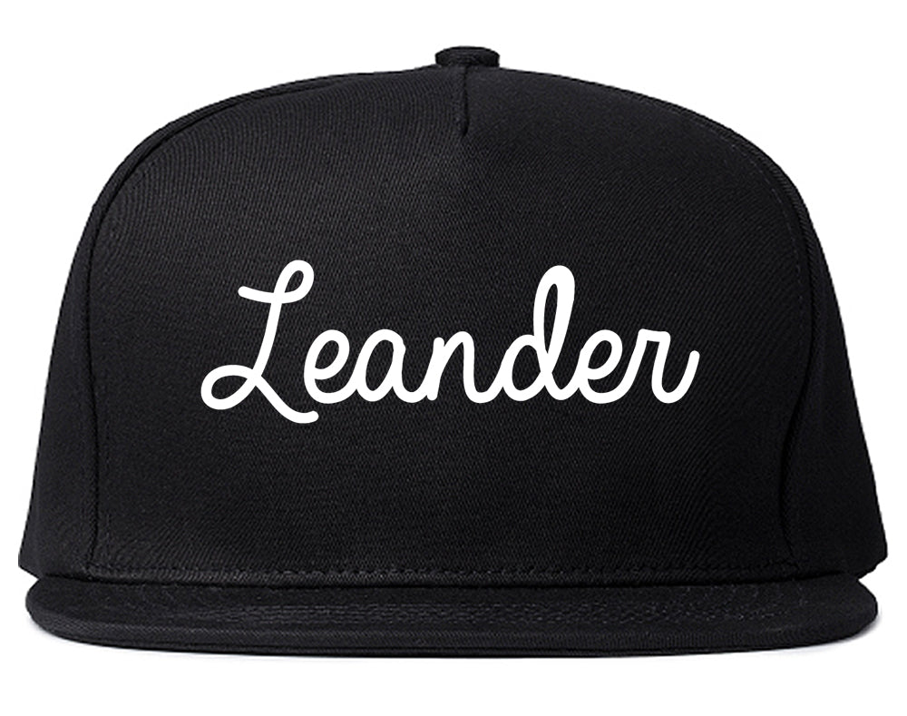 Leander Texas TX Script Mens Snapback Hat Black